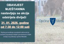 Obavijest građanima: Akcija odstrijela divljači na području općine Medulin